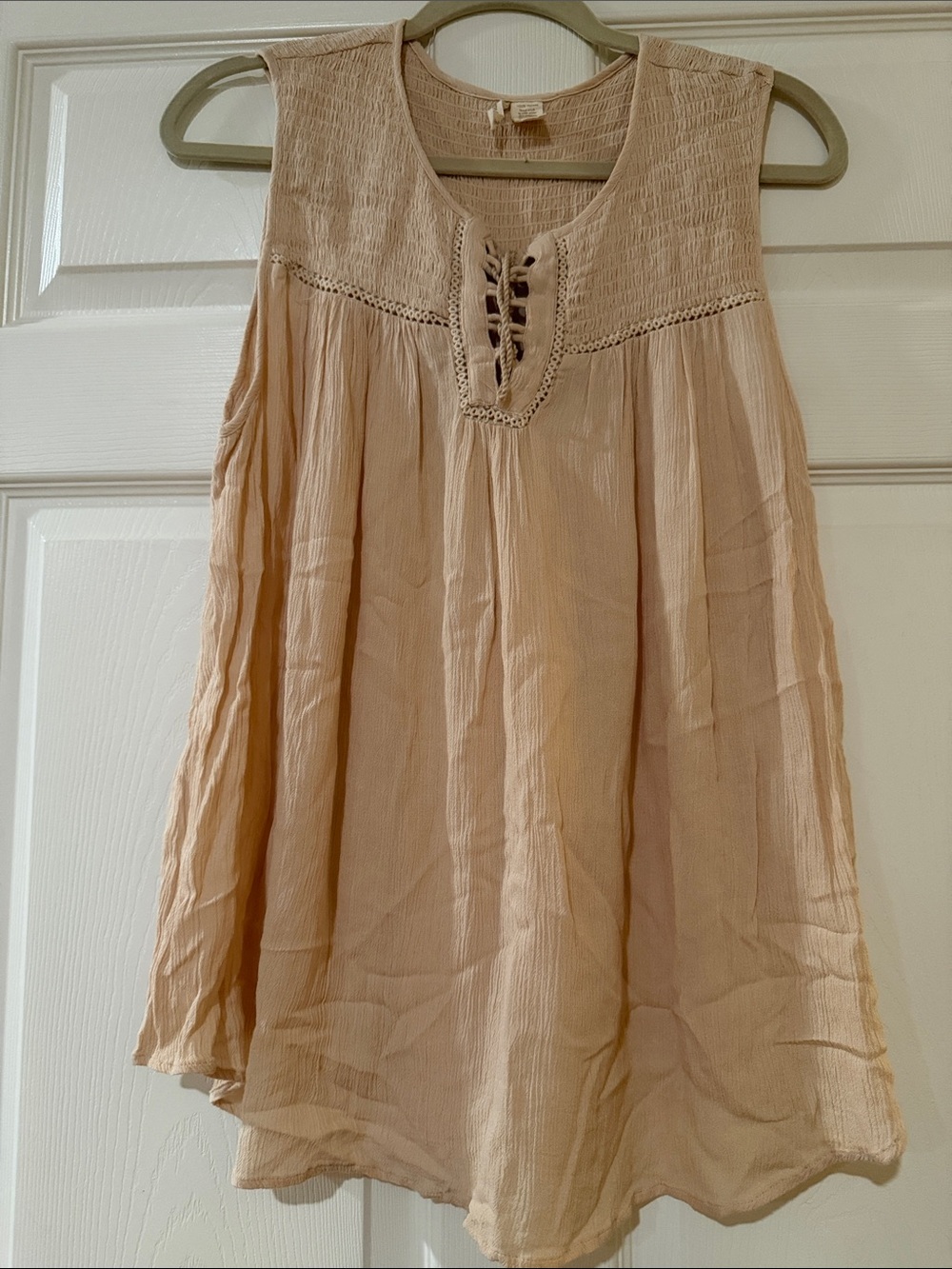 Japna Cream Lace-Up A-Line Boho Skirt